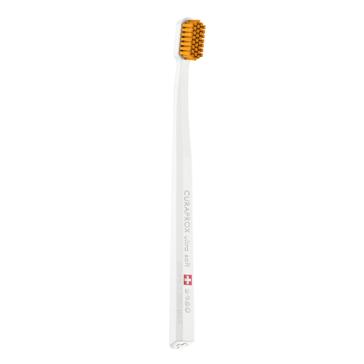 Curaprox CS 5460 ultra soft toothbrush with dense orange bristles and white handle for gentle and effective cleaning