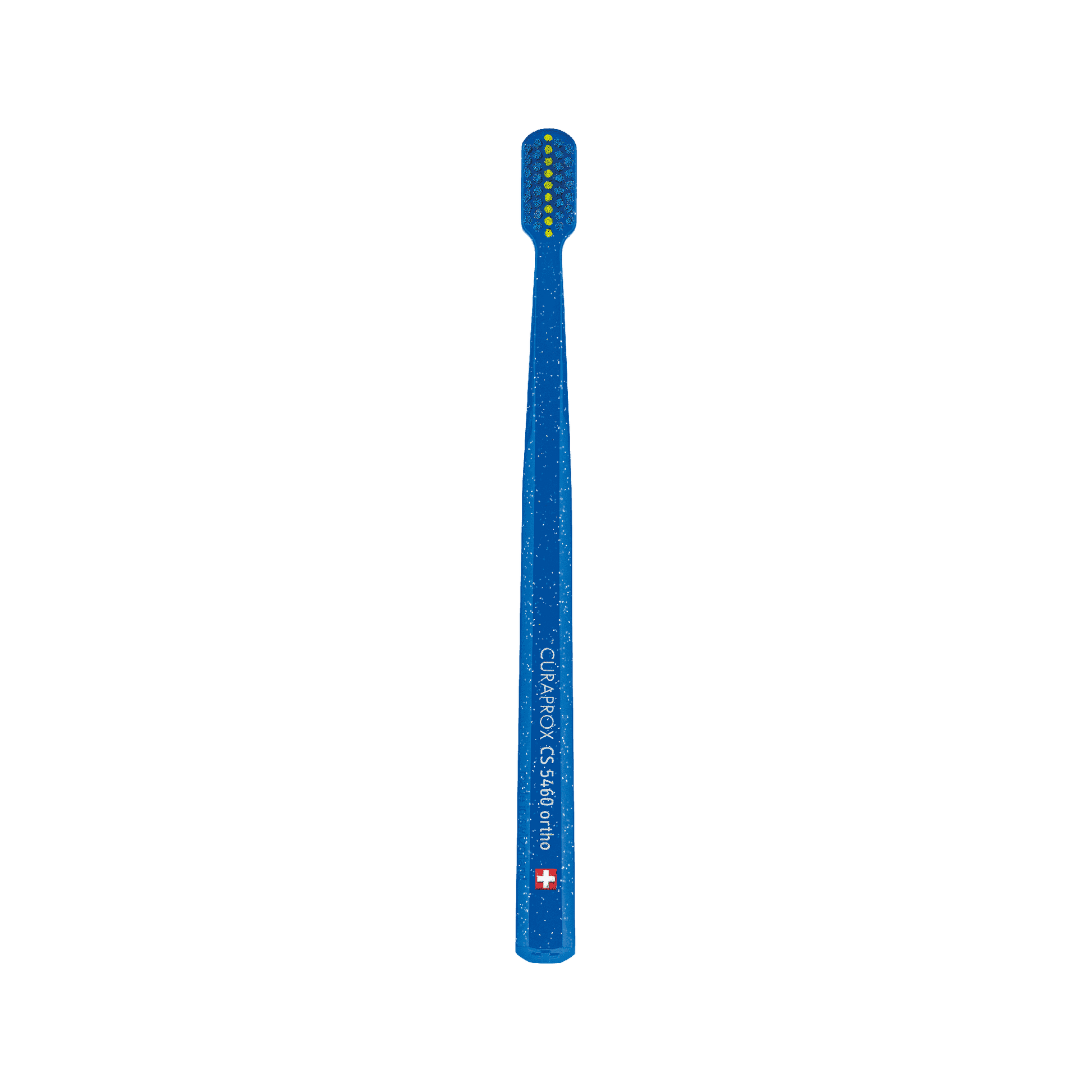 Curaprox CS 5460 orthodontic toothbrush with ultra-soft bristles and V-trim shape for braces care.