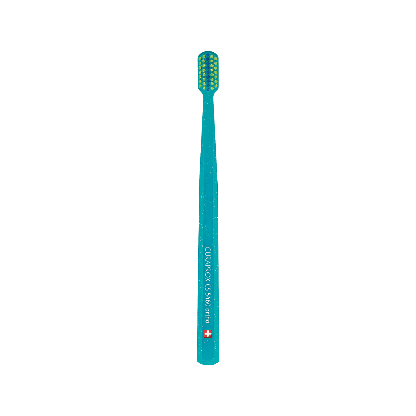 Curaprox CS 5460 ultra-soft orthodontic toothbrush with V-trim shape and dense filaments for gentle braces care.