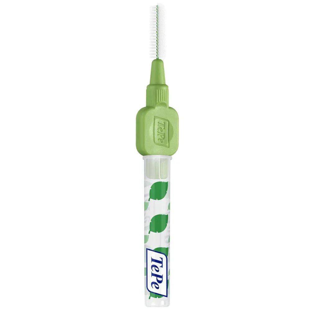 TePe Interdental Brush with green handle for cleaning between teeth and improving oral hygiene